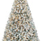 9Ft Pre-Lit Artificial Christmas Tree with Incandescent Warm White Lights, Snow Flocked Full Prelighted Xmas Tree W/2084 Branch Tips, 900 Incandescent Lights & Foldable Stand, Green & White