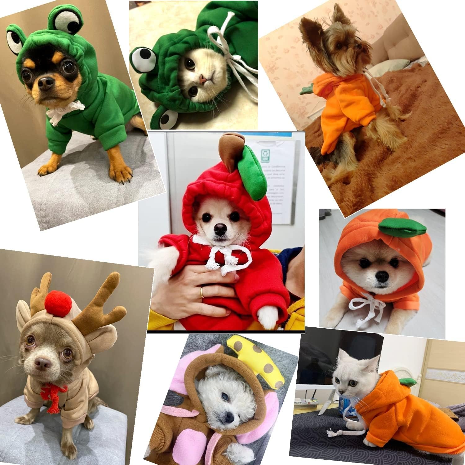  Cute Animal Shape Cold Weather Clothes Costume Outfit for Puppy's, Cats and Small Medium Dog's