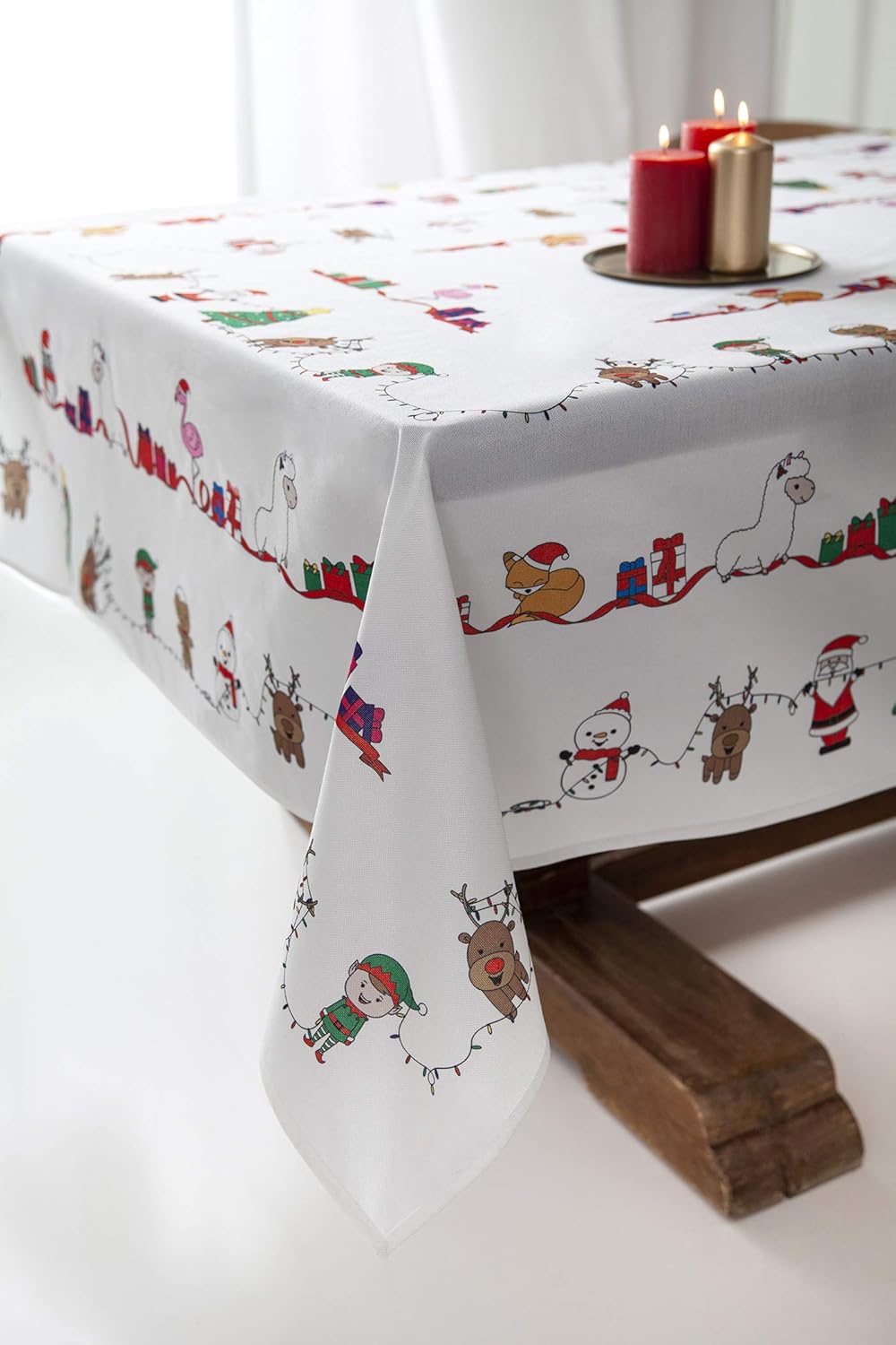 Fun Christmas Table Cloths - Easy to Wash Woven Polyester (59" X 86")