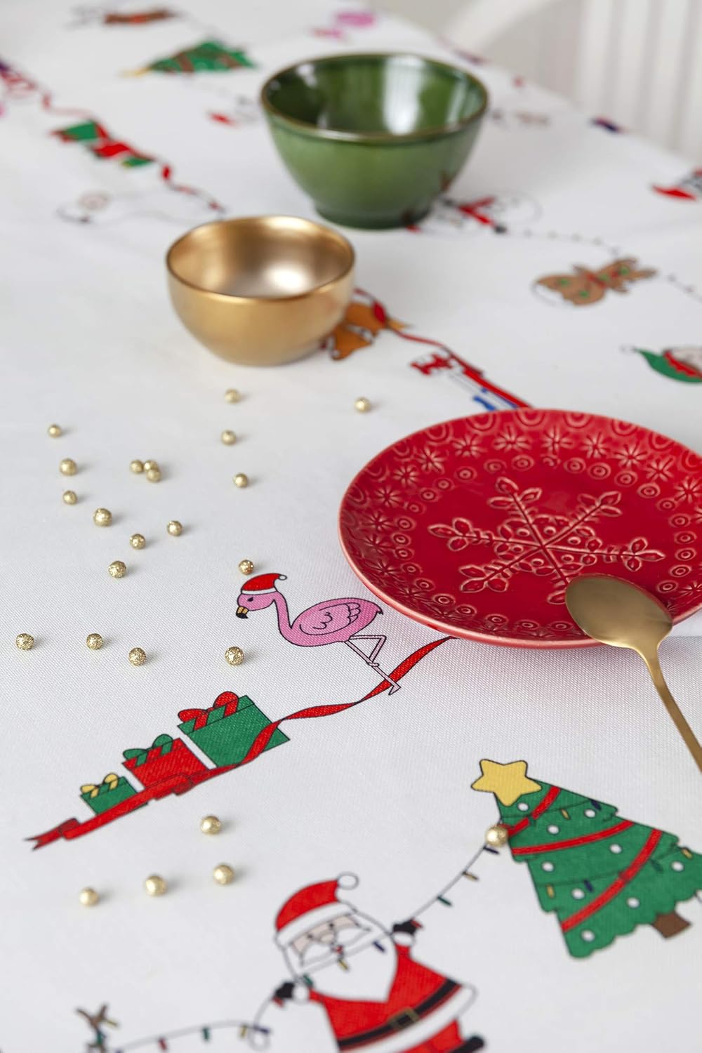 Fun Christmas Table Cloths - Easy to Wash Woven Polyester (59" X 86")