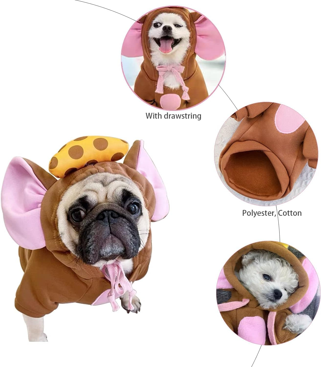  Cute Animal Shape Cold Weather Clothes Costume Outfit for Puppy's, Cats and Small Medium Dog's