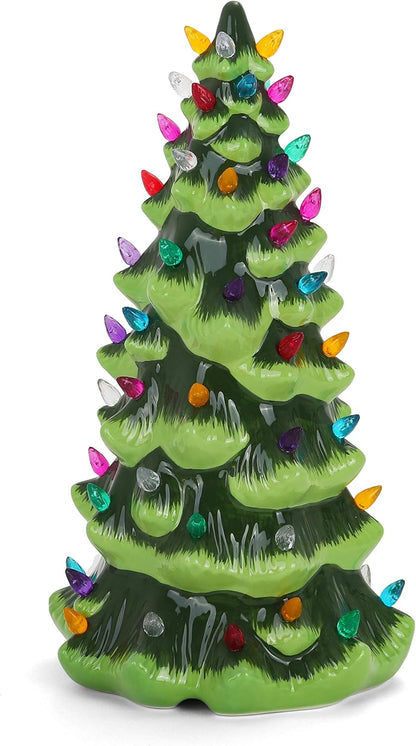 Ceramic Christmas Tree - Woodland Tabletop Christmas Tree with Lights