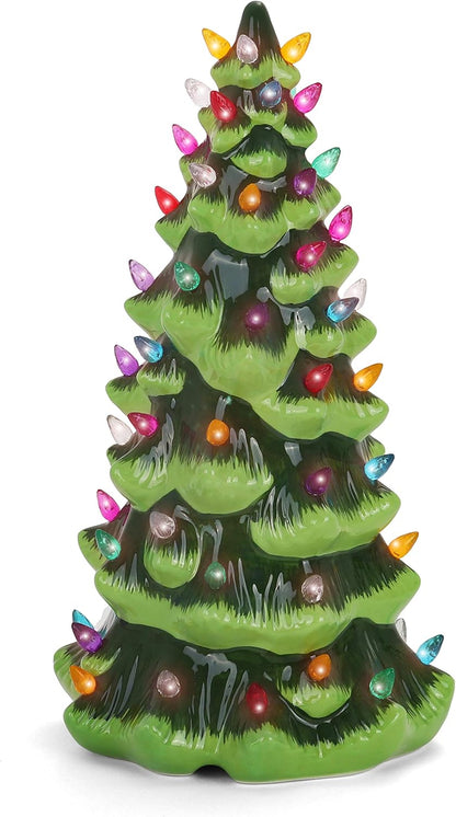 Ceramic Christmas Tree - Woodland Tabletop Christmas Tree with Lights