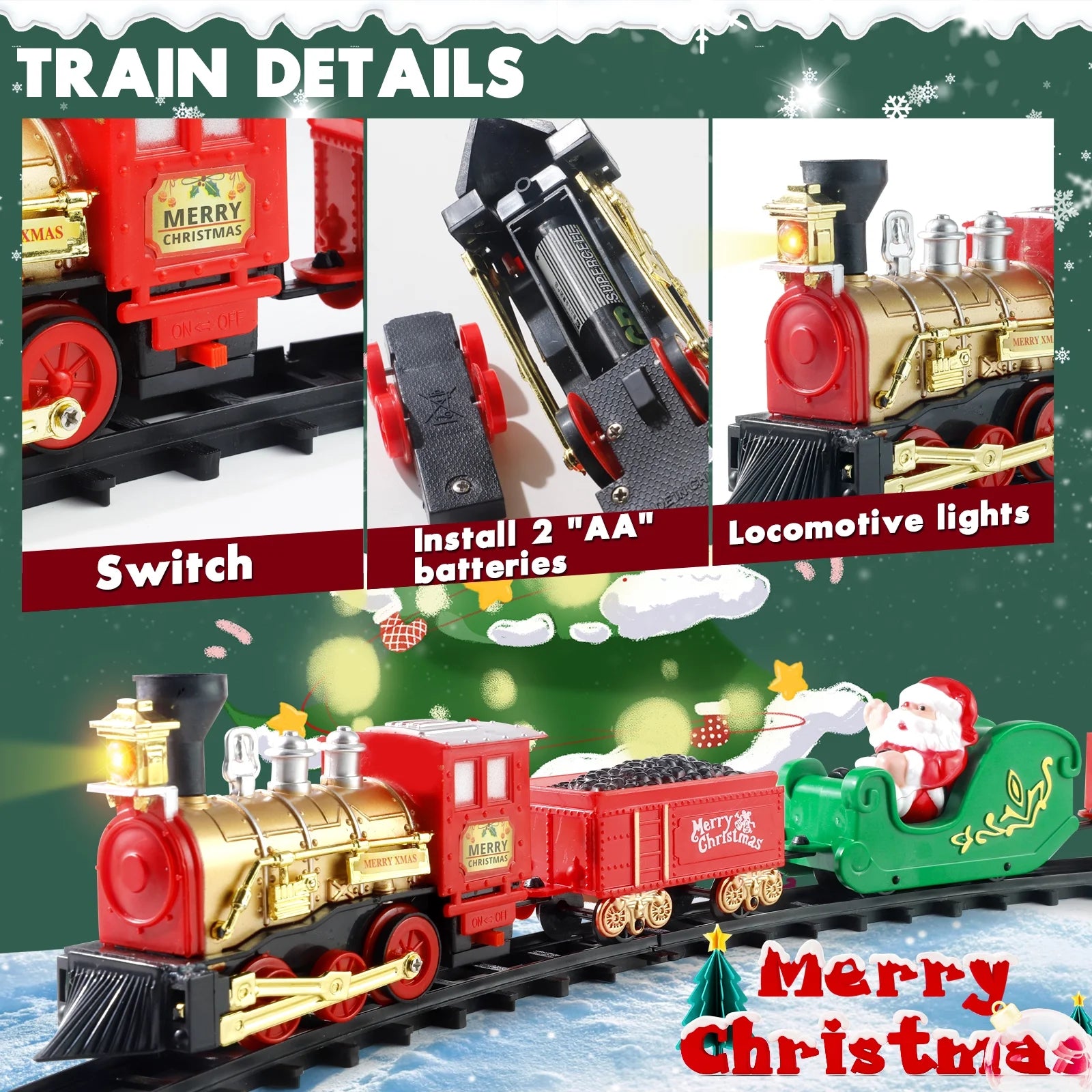 Christmas Train Set Electric Train Toy for Boys & Girls With Sound And Lights