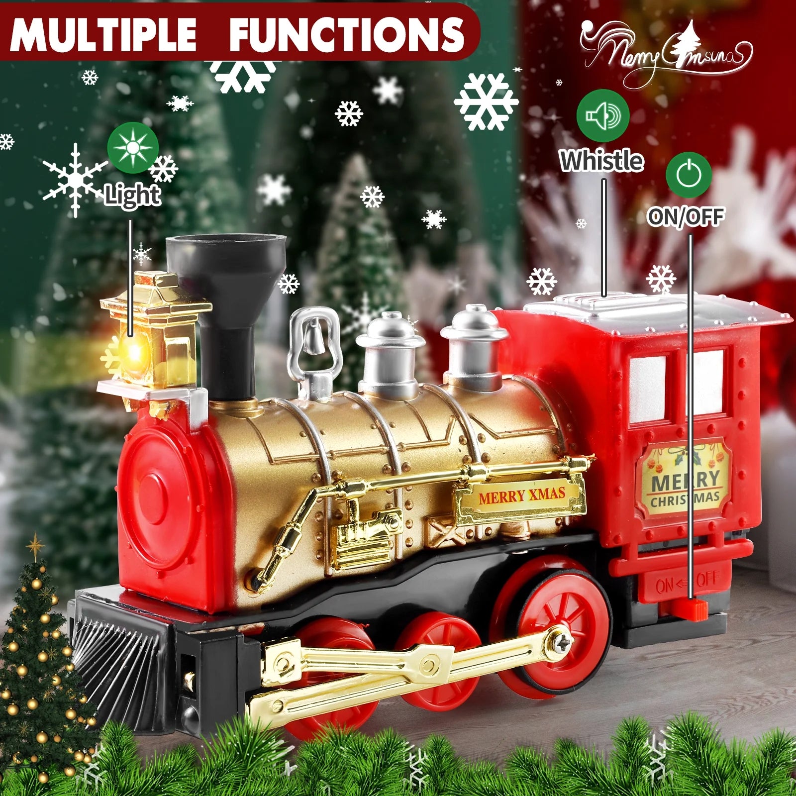 Christmas Train Set Electric Train Toy for Boys & Girls With Sound And Lights