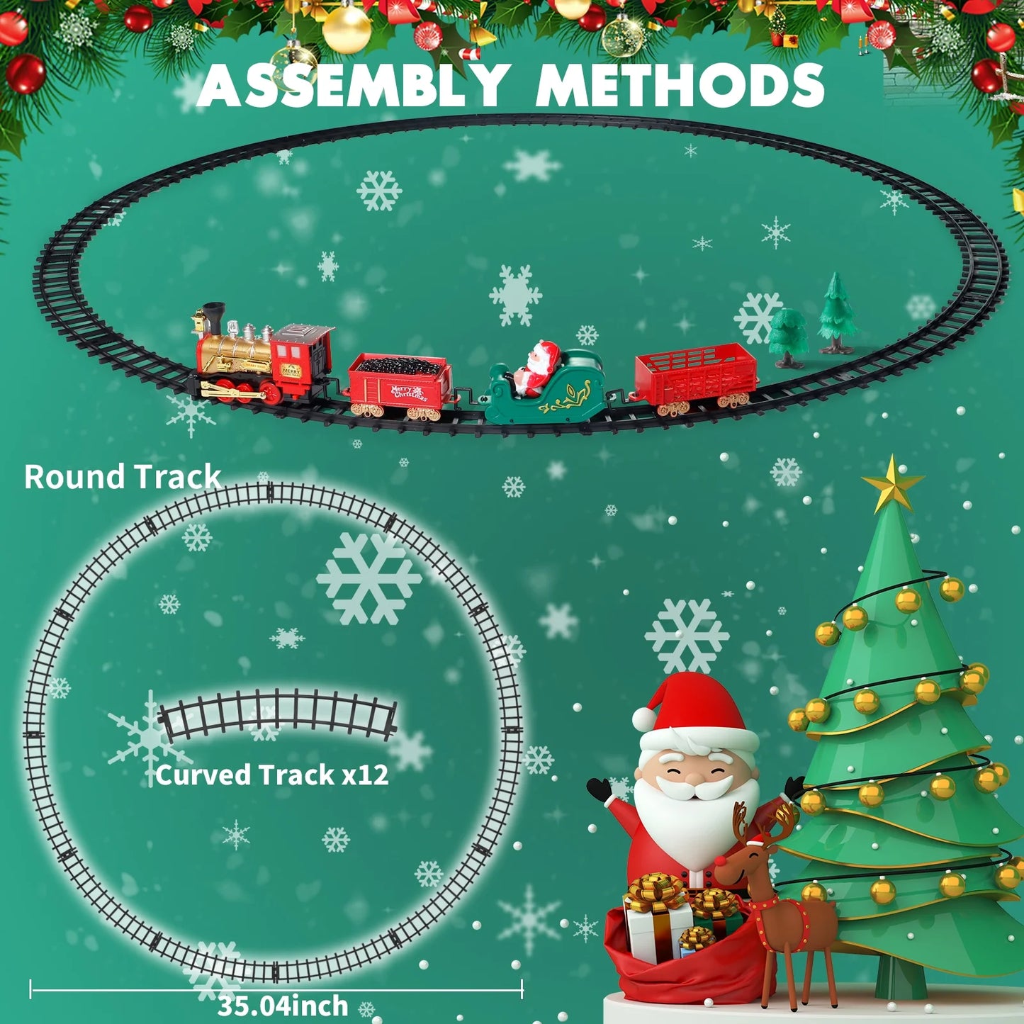 Christmas Train Set Electric Train Toy for Boys & Girls With Sound And Lights